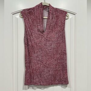CAbi Sleeveless Plum Patterned Top